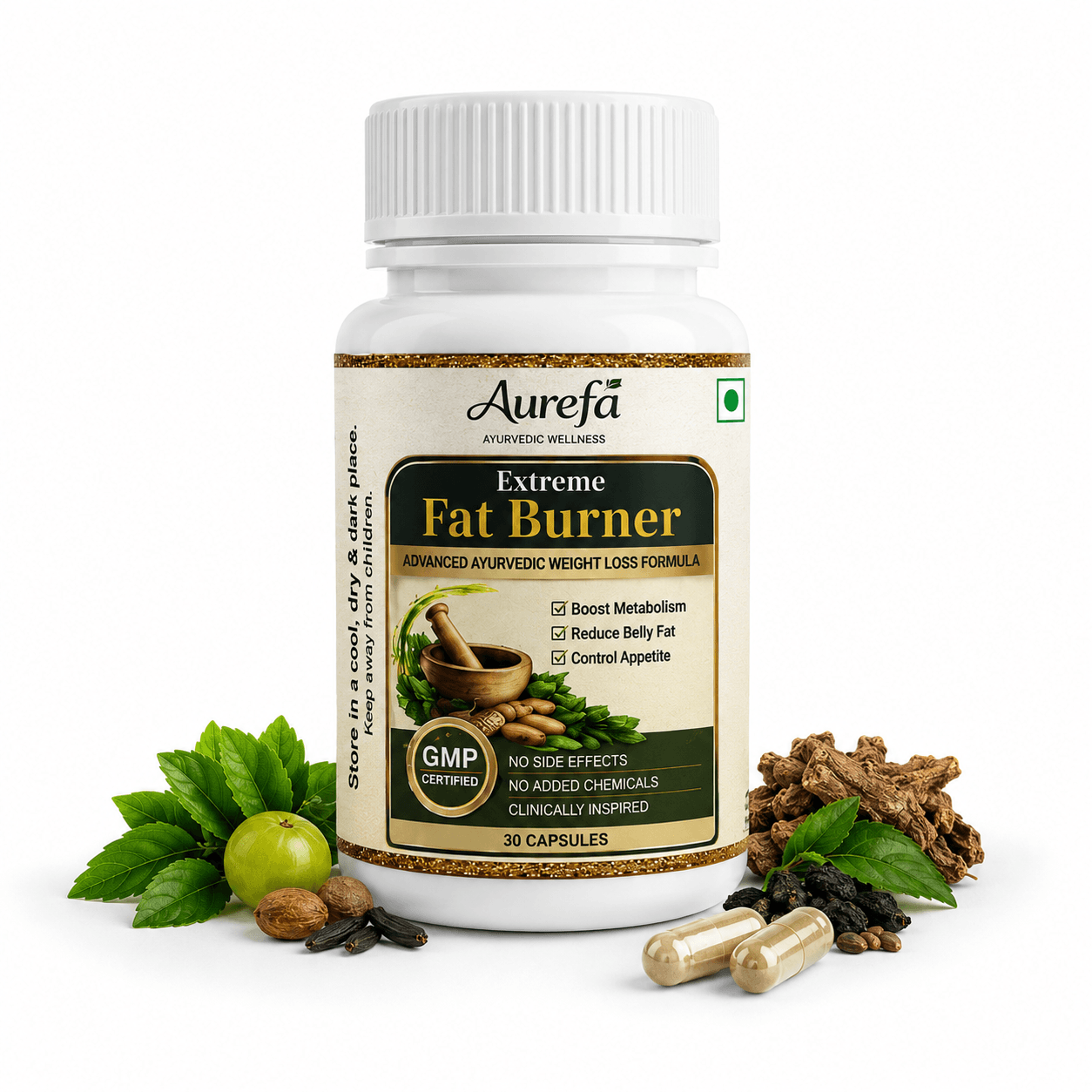 Ayurvedic Weight Management – Aurefa Herbal Extreme Fat Burner Capsules